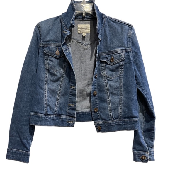 Jessica Simpson Denim Blue Jean Jacket Medium Stretch - Picture 1 of 5